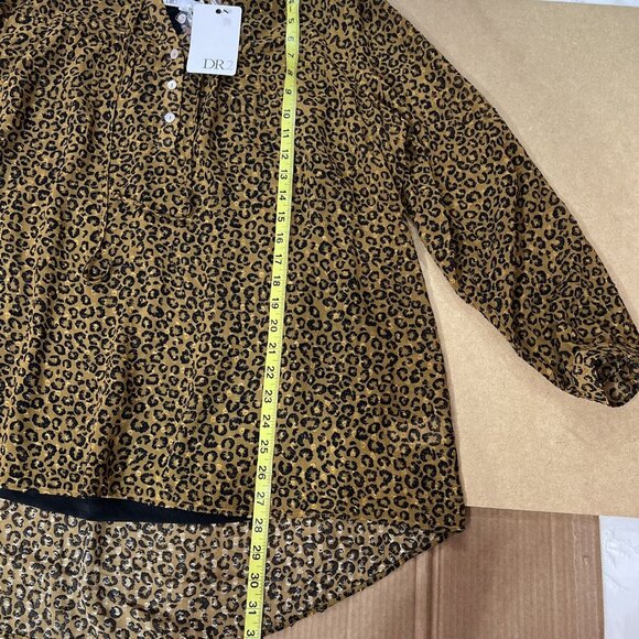 NWT DR2 Plus size 1X Long Sleeves Blouse animal print Hi Low New - Picture 11 of 12